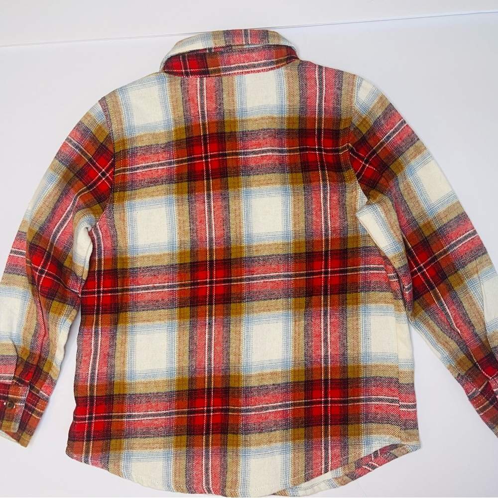 Old Navy Shirt Toddler Button Down Flannel Plaid Red And Tan 4T Unisex NWT - Picture 2 of 2
